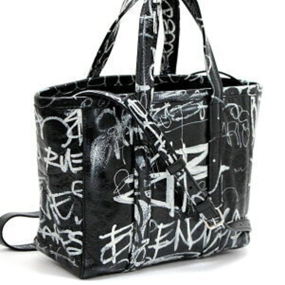 Balenciaga Graffiti Tote Bag Leather Black - Picture 2 of 6